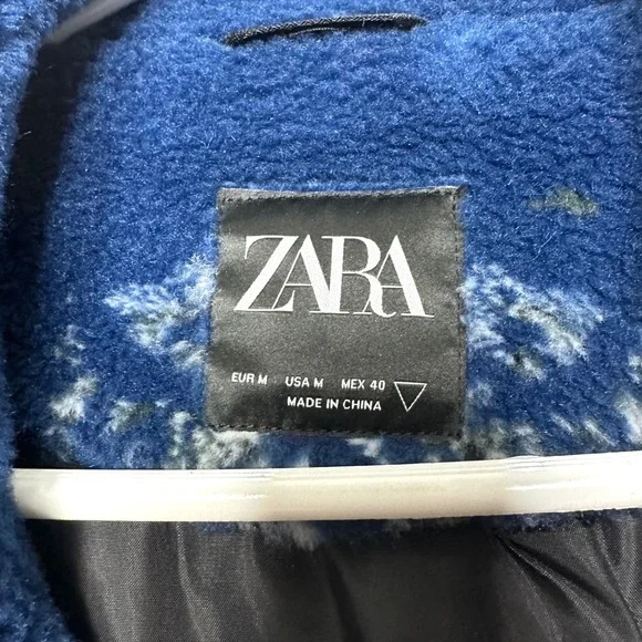 Zara Wolf Landscape Design‎ Borg Teddy Mock Neck Full Zip Fleece Jacket Size M - Picture 6 of 15